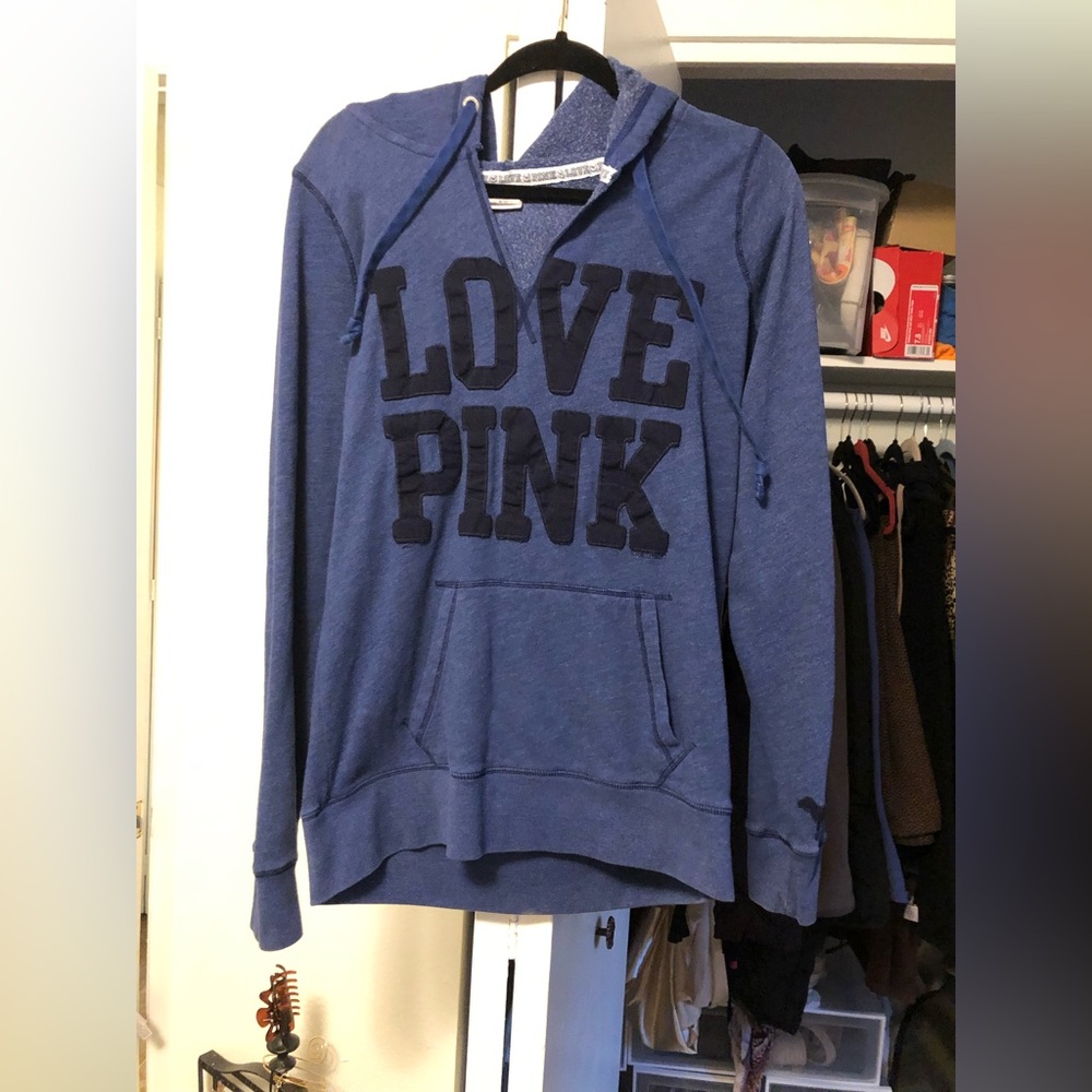 PINK Victoria’s Secret blue hoodie size large